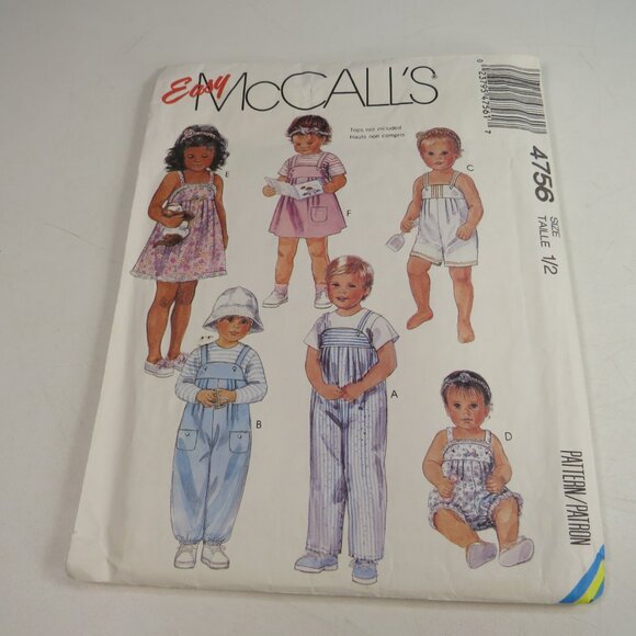 McCalls 4756 EASY Clothing Patterns (complete) Overalls, Sundress, Jumper - Picture 2 of 8